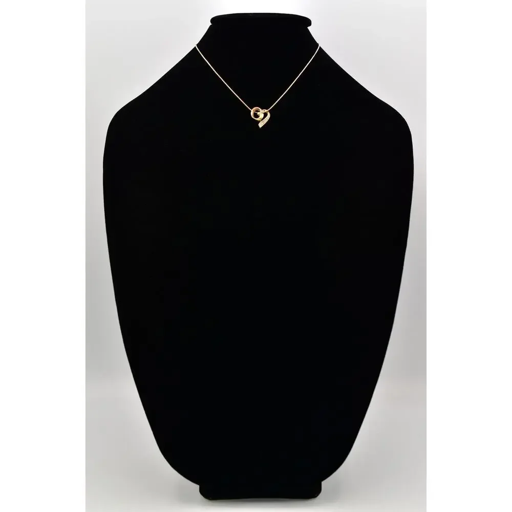 Givenchy Vintage Logo Heart Necklace Gold Crystal G Pendant Signed NOS 80s BinBD